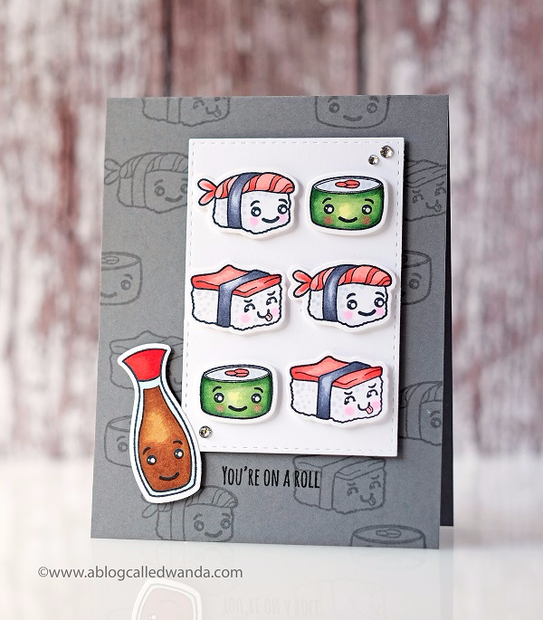 FUN STAMPERS JOURNEY SUSHI PUNS STAMP SET. SUSHI CARD