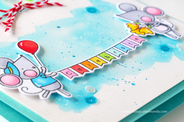 Rainbow celebrate banner. Waffle Flower Limo Ride stamp set