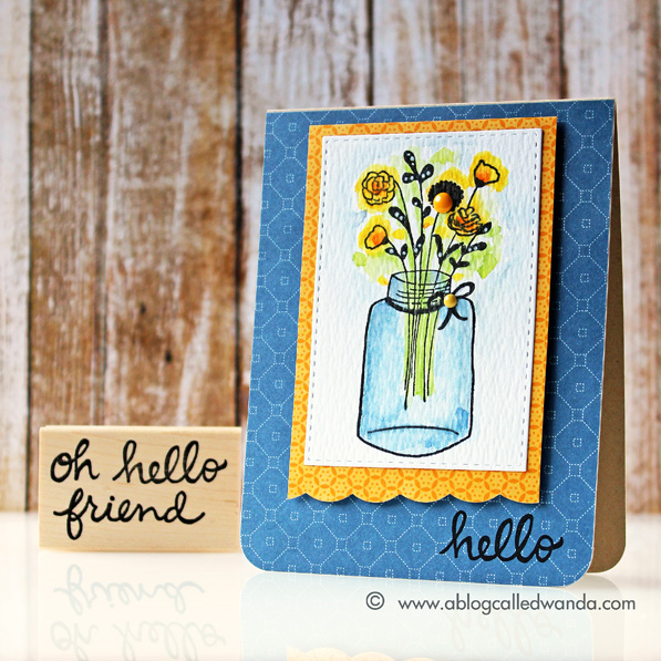 Savvy Stamps Floral Jar stamp. Card by Wanda Guess