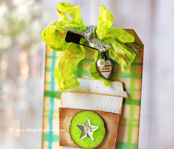 Tim Holtz 12 Tags of 2015 June Tag by Wanda Guess - coffee tag