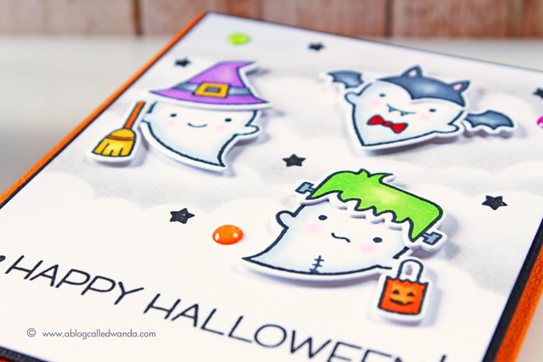 Lawnscaping Challenge! Halloween card using Lawn Fawn stamps - by Wanda Guess. Booyah stamp set