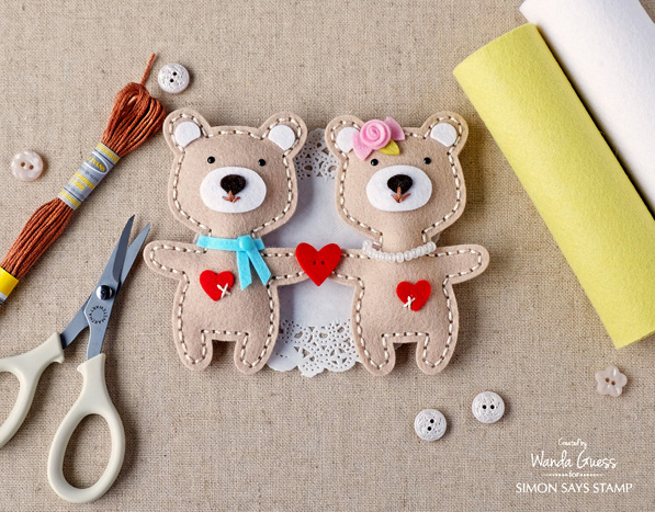1 SIMON SAYS STAMP SPRING PLUSH RELEASE BEARS. PROJECT BY WANDA GUESS. FELT.