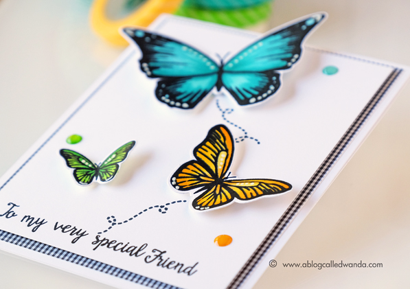 Avery Elle Butterflies stamps. Card by Wanda Guess