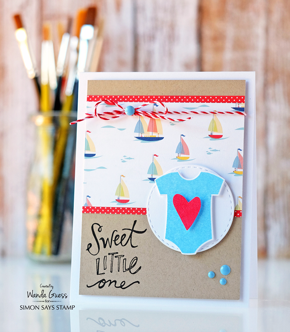 Reverse Confetti baby card. Simon Says Stamp Masterpiece Box project. Card by Wanda Guess