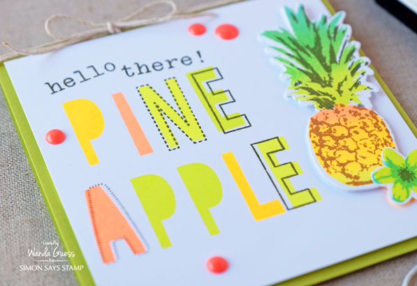 Hero Arts Layering Pineapple Stamps and Ombre Neon Ink Pads. Card by Wanda Guess