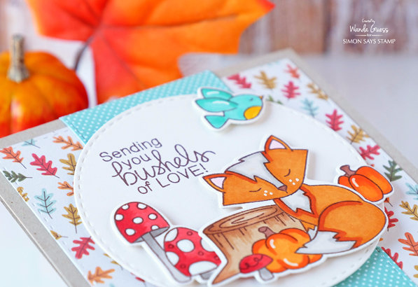 Simon Says Stamp - Stamptember 2016. Newton's Nook Bushels of Love stamp set. Card by Wanda Guess. Copic Markers