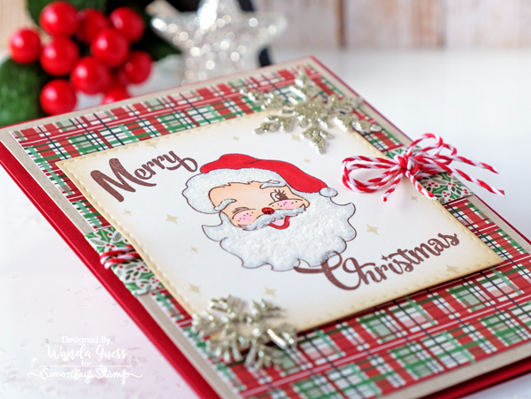 Simon Says Stamp Limited Edition 2016 Holiday Card Kit. Retro Santa card by Wanda Guess