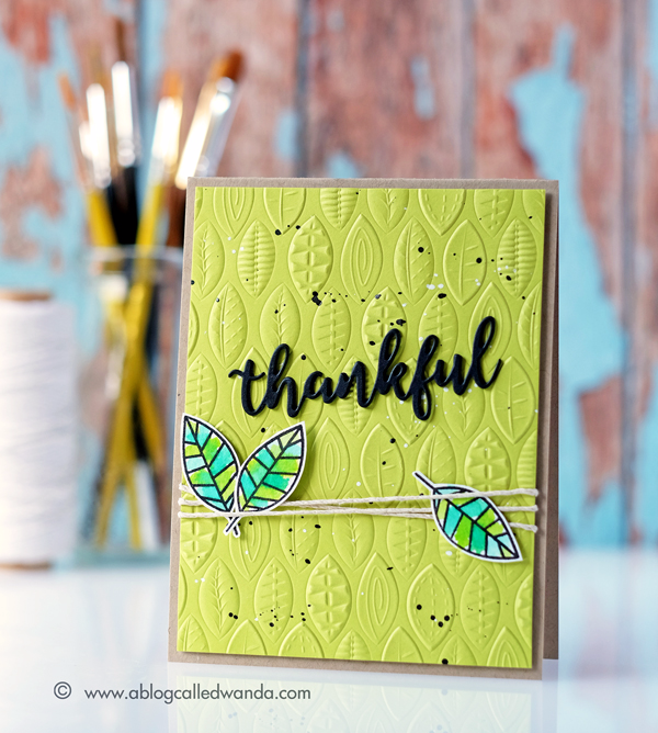 Sizzix 3D embossing folder. Simon Says Stamp One with Nature Stamp Set. Distress Ink watercoloring. Card by Wanda Guess