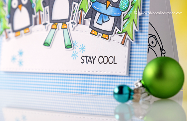 MFT Chill Wishes stamp set. My Favorite Things. Copic Coloring. Penguins. Card by Wanda Guess