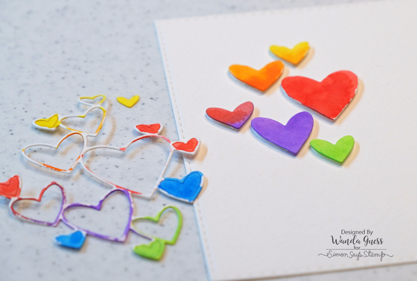 mini distress inks. watercolor hearts