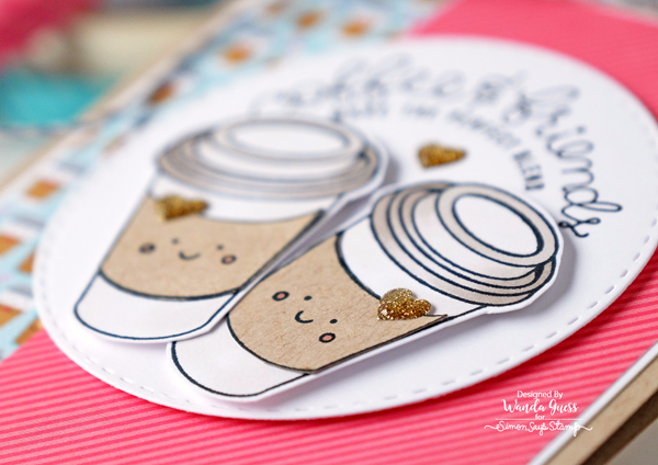 Simon Says Stamp February 2017 Card Kit. Coffee and Tea. Doodlebug papers. Card by Wanda Guess