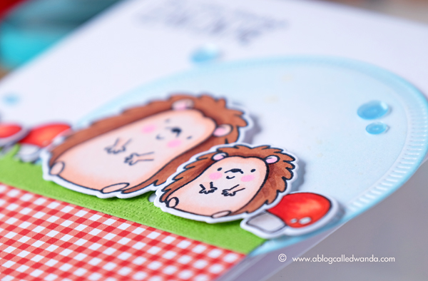 MFT Happy Hedgehogs card by Wanda Guess. Copic Coloring and MFT gingham papers