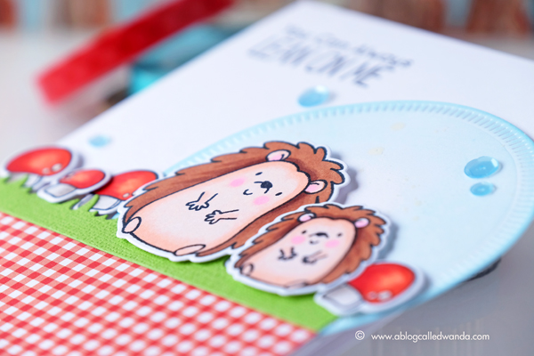 MFT Happy Hedgehogs card by Wanda Guess. Copic Coloring and MFT gingham papers