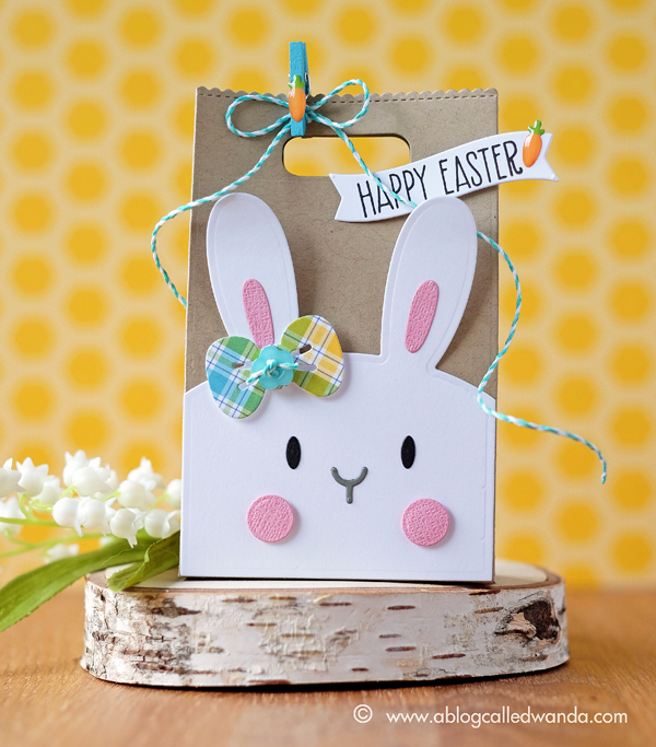 Mama Elephant Favor Bag and Bunny dies. Easter Treat boxes by Wanda Guess. Lawn Fawn Rainbow plaid paper as accents.
