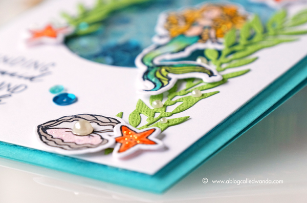 My Monthly Hero May 2017 Hero Arts Card Kit. Mermaids and Ocean theme. Copic Coloring. Project by Wanda Guess