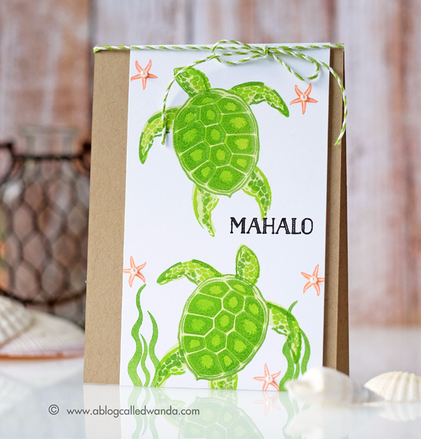 Hero Arts Layering Sea Turtle Clear Stamps. Summer Catalog blog hop. Card by Wanda Guess