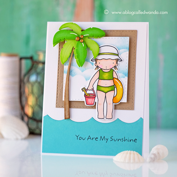 My Favorite Things Stamps. Beach Day Pure Innocence. Summer card. Copic Coloring. By Wanda Guess. Sketch Challenge