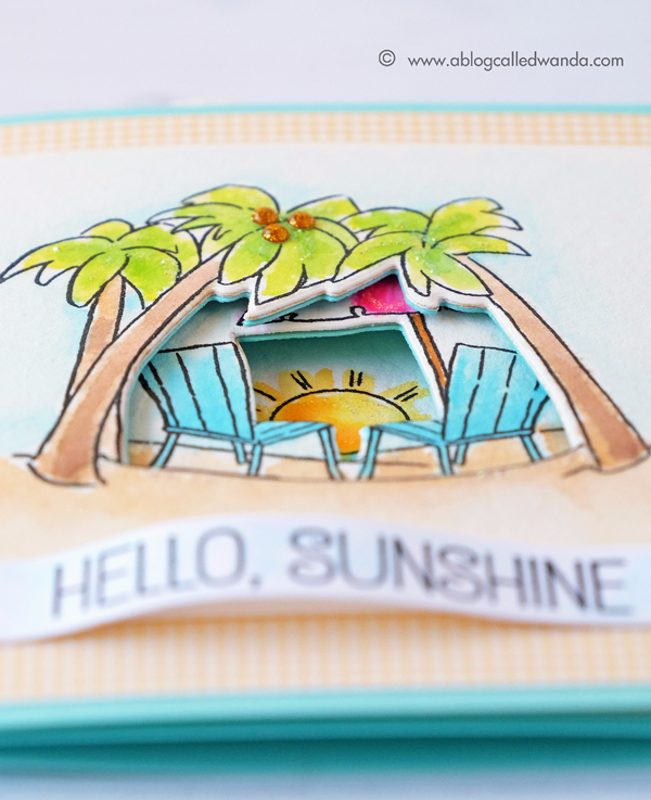 Art Impression Tryfolds stamps. Seas The Day. Card by Wanda Guess. Zig clean color brush markers