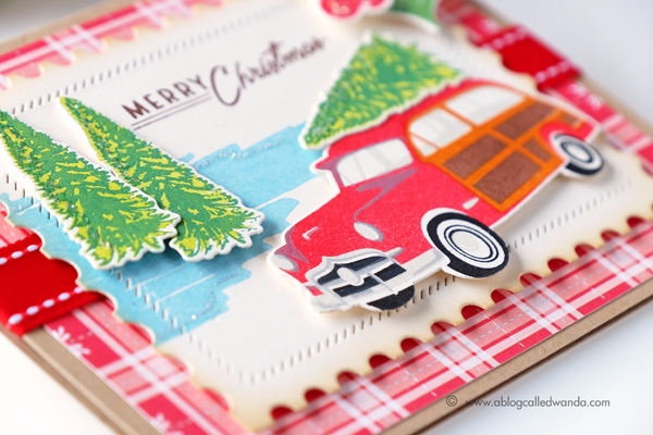 Papertrey Ink On the Wagon stamp set. New Release July 2017. Vintage Christmas card by Wanda Guess. PTI design team.