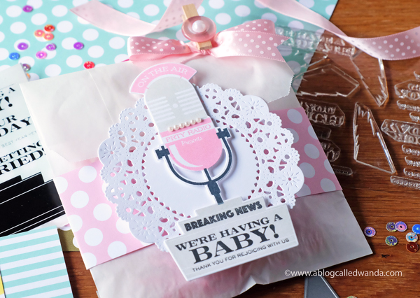 PAPERTREY INK BABY SHOWER FAVOR. DOILY DIE, THIS JUST IN STAMP SET