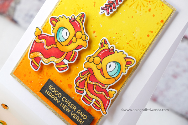 Mama Elephant Lion Dance Stamp Set. Chinese New Year card Wanda Guess