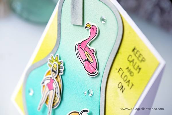 Avery Elle Splash stamps and dies. Pool party card. Liquid watercolors. Wanda Guess Avery Elle Splash stamps and dies. Pool party card. Liquid watercolors. Wanda Guess