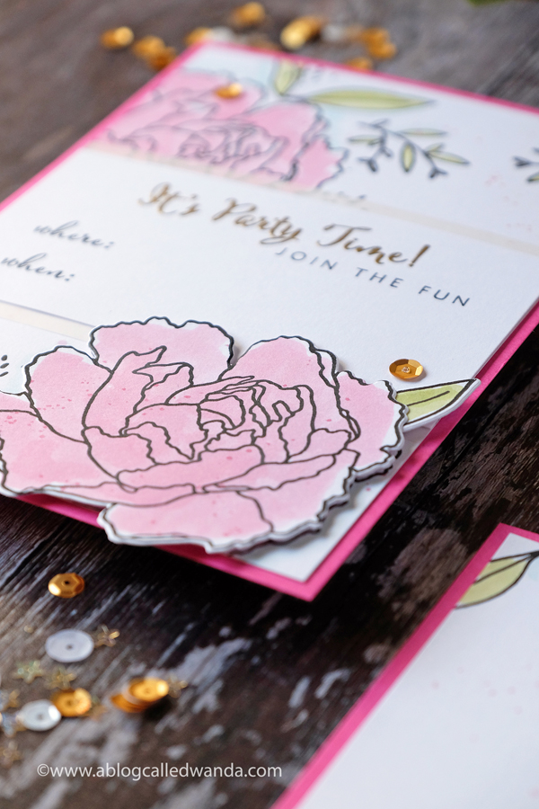 peonies rubber stamps. invitation and gold embossing peonies rubber stamps. invitation and gold embossing