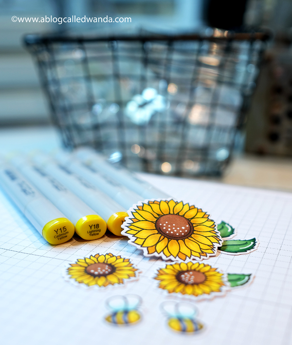 Copic Coloring sunflowers. Honey Bee Stamps and dies