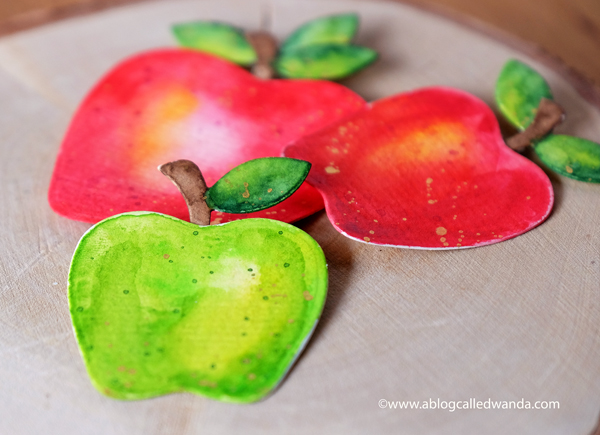 watercolor apples for an autumn card