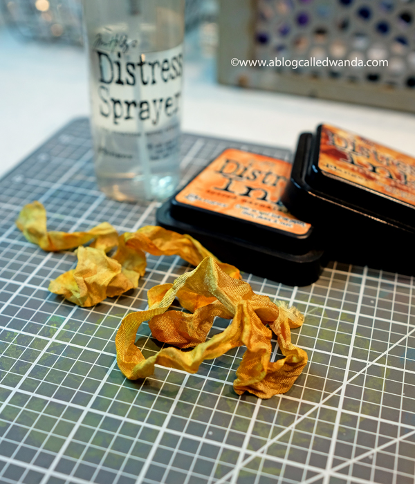 Tim Holtz crinkle ribbon and distress inks