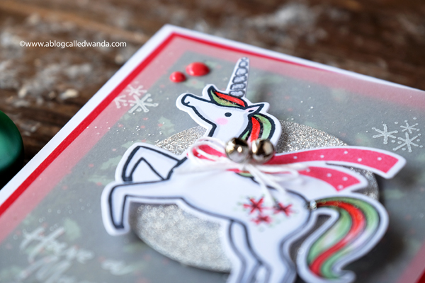 Christmas unicorn card. Pinkfresh Studio Unicorn