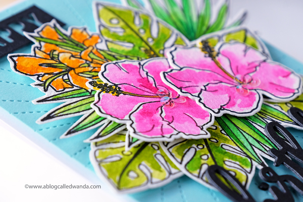 WPlus9 Tropic Fever stamps and dies. Watercolor tropical