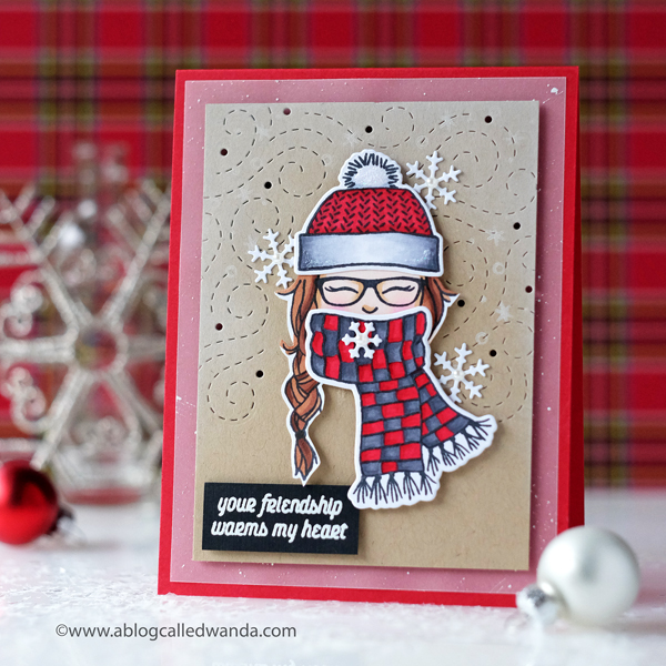 1 Concord and 9th Winter Wear Stamps and Dies. Swirls Dies. Copic Markers. Winter Friendship card.