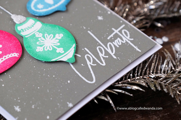 1 Right At Home Stamps. Bells and Baubles. Distress Ink Chrismtas card