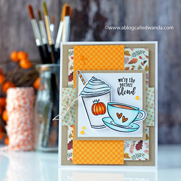 Hero Arts My Monthly Hero Kit August 2018. Coffee theme. Pumpkin Latte card