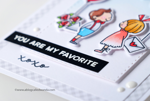 white heat embossing on valentine card. a blog called wanda. waffle flower stamps