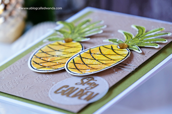 Pineapple card. Distress Inks. Ellen Hutson. Wanda Guess