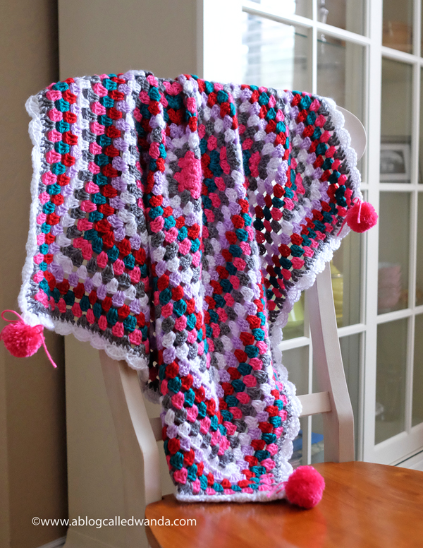 1A  baby blanket crochet granny square pattern caron yarn