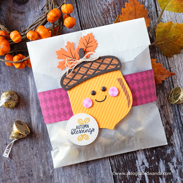 Sunny Studio Stamps Nutty for You dies. Acorn. Treat bag for Fall and Autumn