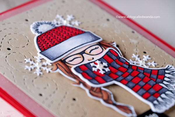 2 Concord and 9th Winter Wear Scarf girl card with Copics