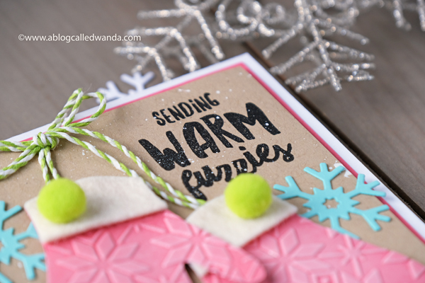 1 Ellen Hutson Snow Days stamps and dies. Warm winter greeting mittens