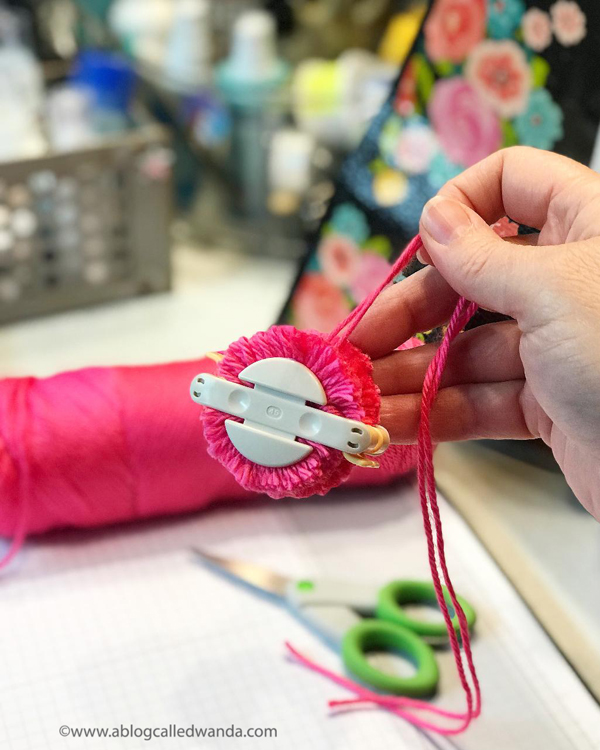 Clover pom pom maker. how to make pom poms at home. Easy pom poms with caron yarn