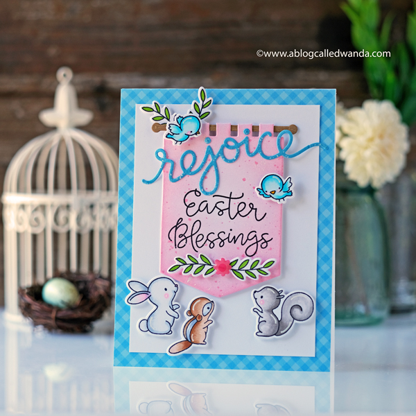 Hello Bluebird Stamps. Banner Buddies. Animals. Easter and Spring. Copics. Distress Ink Blending