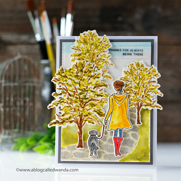 Betsy Veldman The Greetery stamps and dies. Fir and Foliage. Hand in Hand. A Blog Called Wanda watercolor technique