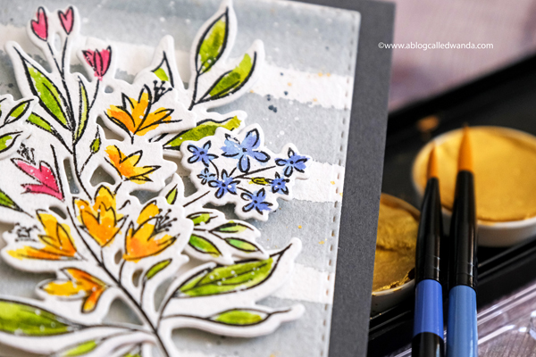 Betsy Veldman The Greetery new stamps Summer Sketches. Watercolor card by Wanda Guess