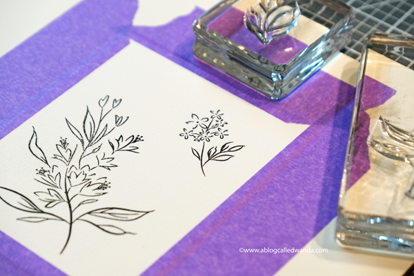 Betsy Veldman The Greetery new stamps Summer Sketches. Watercolor card by Wanda Guess