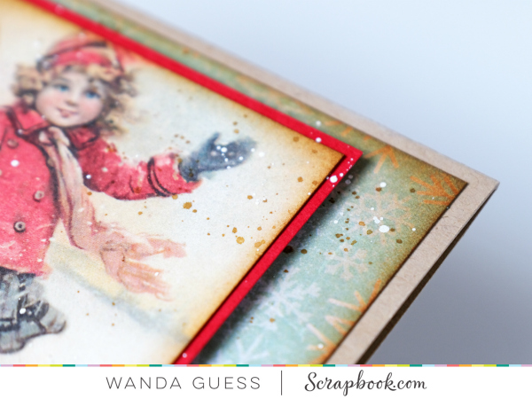 Scrapbook.com Christmas in July. New release Christmas stamps. Vintage Christmas card. Authentique Paper. Wanda Guess