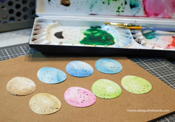 Mijello Mission watercolors. Speckled eggs water colored. Easter