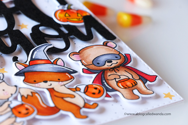 Hello Bluebird stamps. Little Haunters and Boo to you! Halloween Card ideas. Copics. Wanda Guess