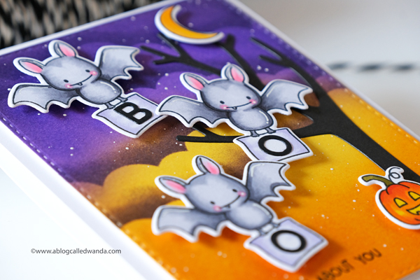 Hello Bluebird Spooky Spellers stamp set. Halloween card. Distress Ink Blending. Wanda Guess